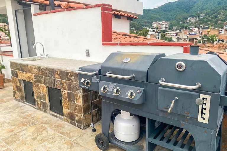 1 Dormitorio con Terraza bbq, baño de spa y vistas